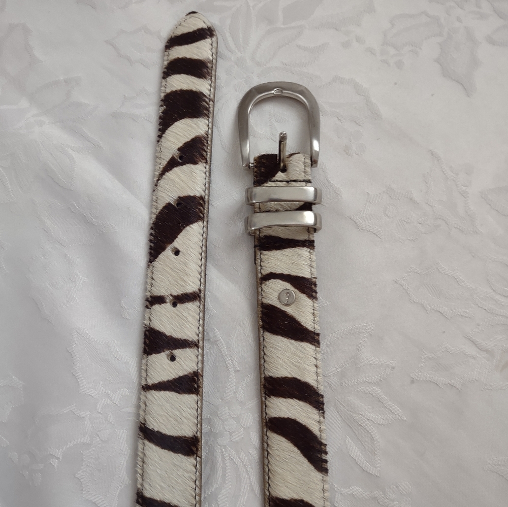 Guess Calfhair Zebra Print Belt